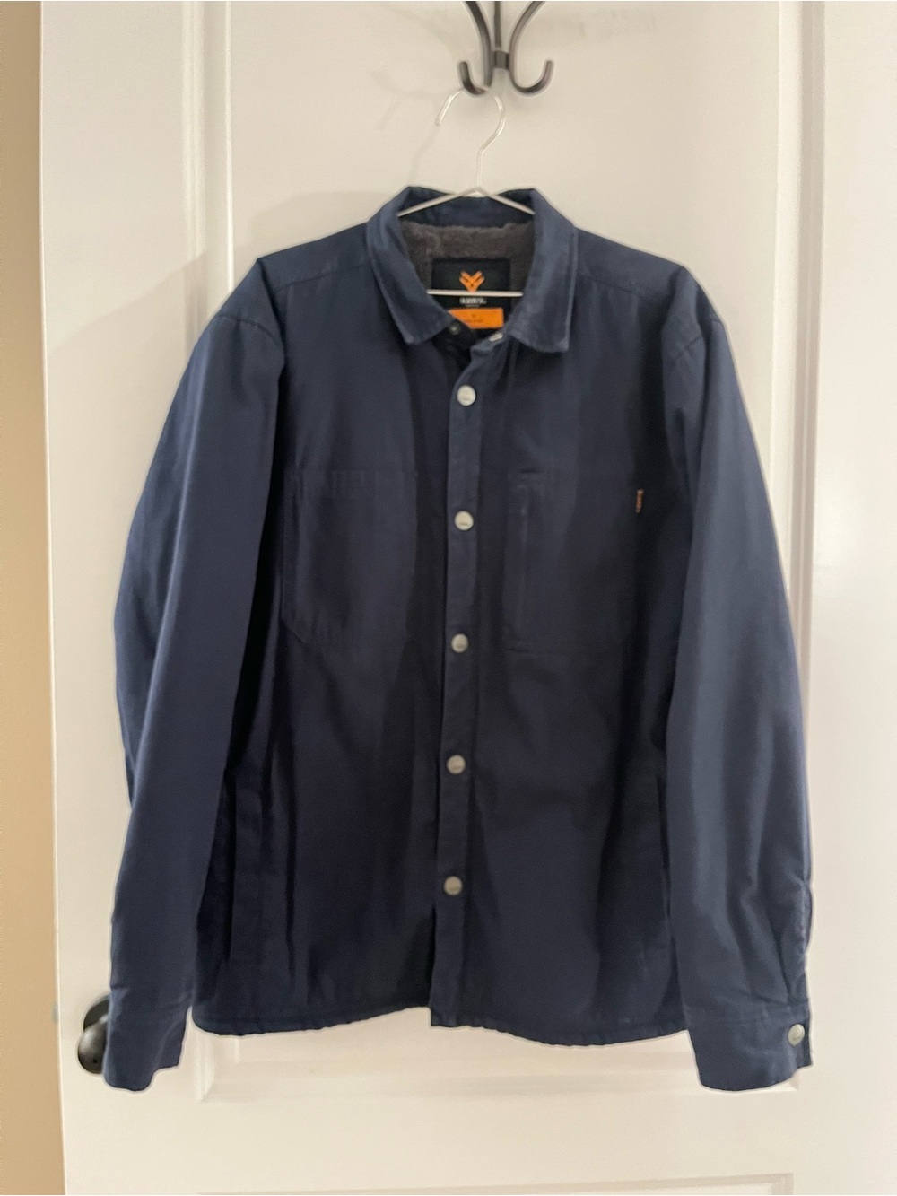Tony Hawk Navy Button-Front Shirt Jacket with Sherpa Trim